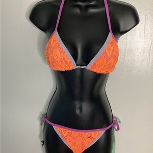 NWOT BoHo Bikini with Lace Top and Lace Bottom with Rope Bead Detail M/L